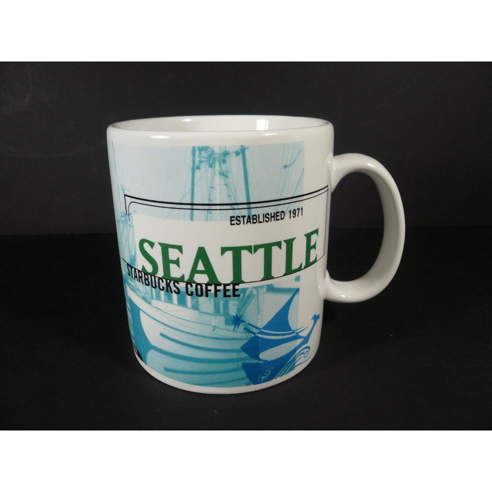 1999 SEATTLE Starbucks Coffee Mug 20 oz Pink Elephant Car Wash Space Needle